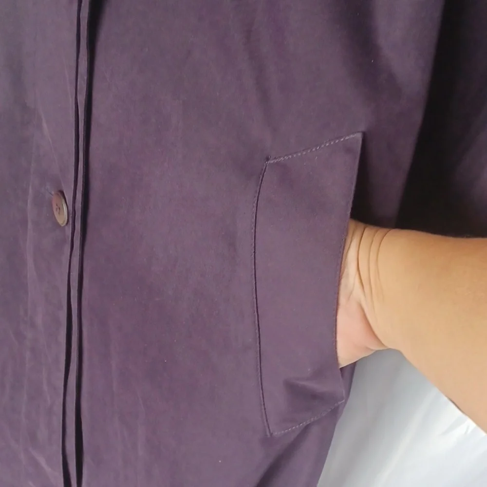 VINTAGE 80s Purple Lined Trench Coat Size 6, zip out lining